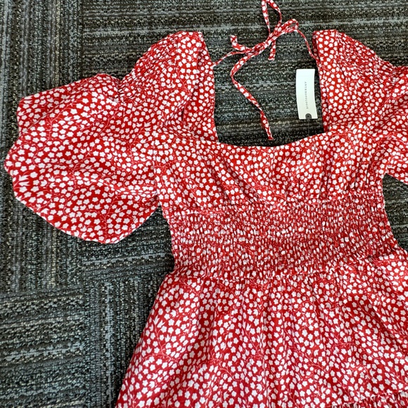 By Anthropologie | Puff-Sleeve Smocked Poplin Midi Dress NWT - Picture 6 of 8